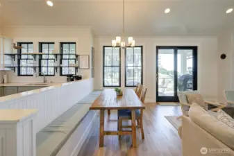 Gather at this large table for dining and game nights.