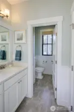 This beautiful bathroom even has a view!