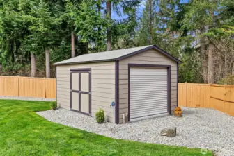 Hardi-plank sided yard storage unit.