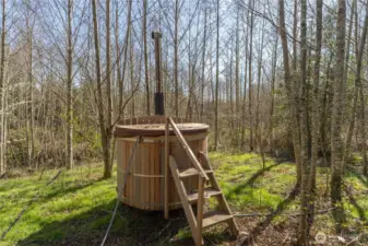 Wood fired hot tub.
