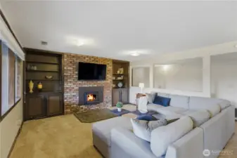 Downstairs great room is a great place for large gatherings.