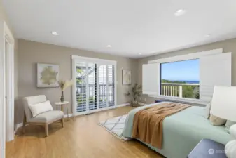 Primary suite with views and a slider to deck!