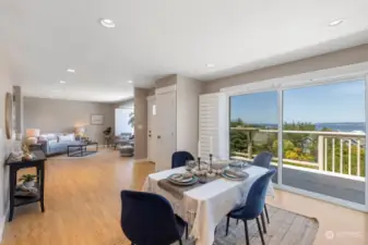 Dining room leading to deck.