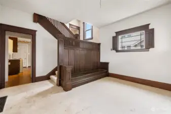 Entryway with classic details and orginal woodwork.