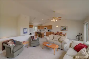 Living room, dining room and kitchen. This condo is fully furnished and move in ready.