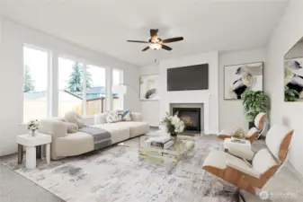 Virtually staged picture of living room