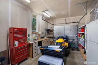3rd bay of garage already set up for your hobbies.