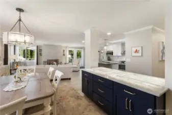 And check out this stunning buffet!  The quartzite top has lighting beneath and storage from both sidees.