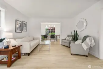 Through this room you'll find the dining room