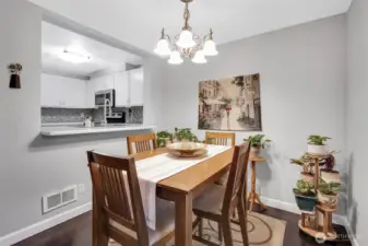 A pass through opens up the kitchen and provides a great buffet counter for serving your guests.