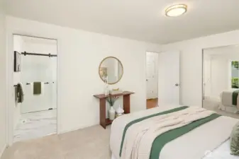 Sneak peak of three quarter ensuite primary bath with walk in shower. Additional photo coming soon