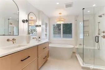 Spa like primary bathroom with over $90k in upgrades