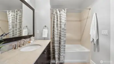 Full bathroom off of the living area