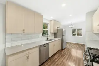 Efficient galley style kitchen.