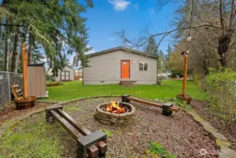Fire pit outside the back door.