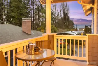 Great spot for your morning coffee with views of the water off the primary deck.