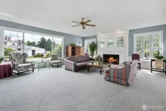 Community club house with fireplace