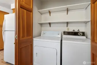 Laundry area is in the kitchen