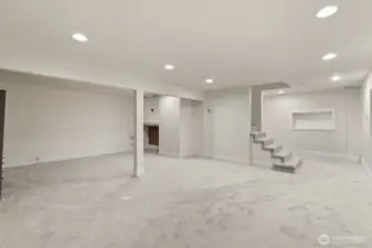 Basement with New Carpet and Fresh Paint.