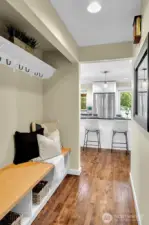 The entry alcove provides convenient storage for your coats, shoes and backpacks.