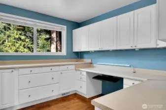 The home office offers plenty of workspace and storage. But could also be used as a 5th bedroom.