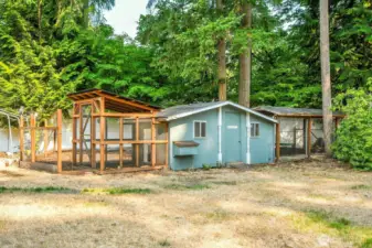 There's even a chicken coop in back! (It's currently vacant).