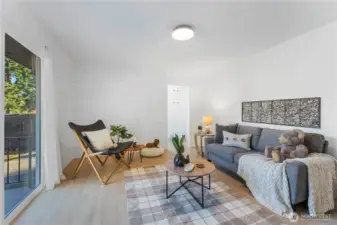 Cute flex space off kitchen  with shiplap accents