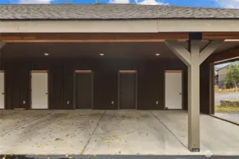 Detached carport with storage bay