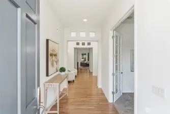 As you enter, the office is to your left and great room is straight ahead.