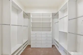 Customized primary closet.