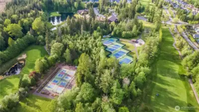 Keep active with the pickleball or tennis courts.