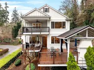 Rear view of main house and pergola/trex deck