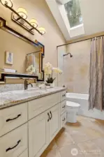 Guest bathroom lets light in with skylight