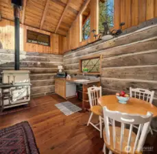 Vintage Monarch cook stove. Wood fired with lots of wood on the property.