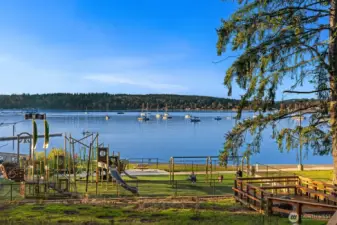 Dockton Park and Marina is just down the hill from the property, with docks, swimming area in summer and a boat launch.