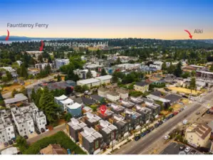 walking and commutable distance to many area West Seattle amenities. Westwood outdoor shopping mall + Alki + Fauntleroy Ferry Landing to name a few. Only a 20 minute commute to downtown or to Seatac!  Amazing location...amazing homes!
