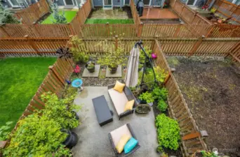 View of the gorgeous patio/zen garden from the second floor deck. Privacy and serenity awaits you!