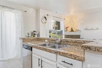 Granite countertops with white cabinets