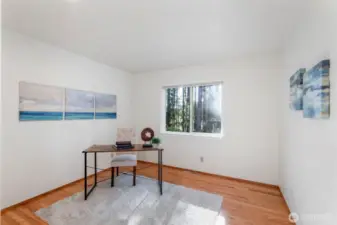Bedroom #3 of 3. Nice size with view of backyard.