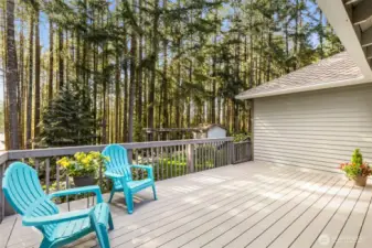 Back deck is fully fenced, gate to the stairs (just a few) to yard.