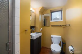 Downstairs bath with walk in shower. There are 2 bedrooms down here also.
