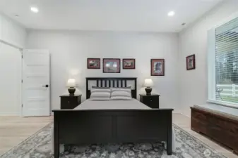 Primary suite has plenty space for a king bed and your additional touches