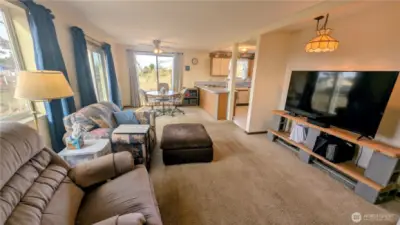 Open living concept provides easy access to the living, dining and kitchen.