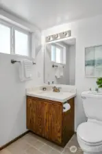 powder room off the den.