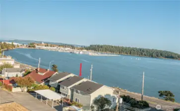 Aerial view to the SE toward the marina
