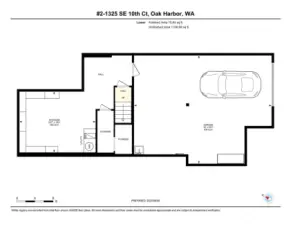 Lower floor with garage and large storage area.