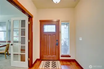Front entrance, office/den on left with french doors.