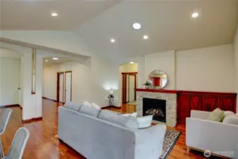 Great room with cozy gas fireplace.