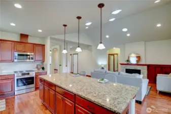 Granite counters, lots of storage, newer appliances.