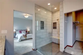 Beautiful Walk-in curb less shower.  Walk-in closet.